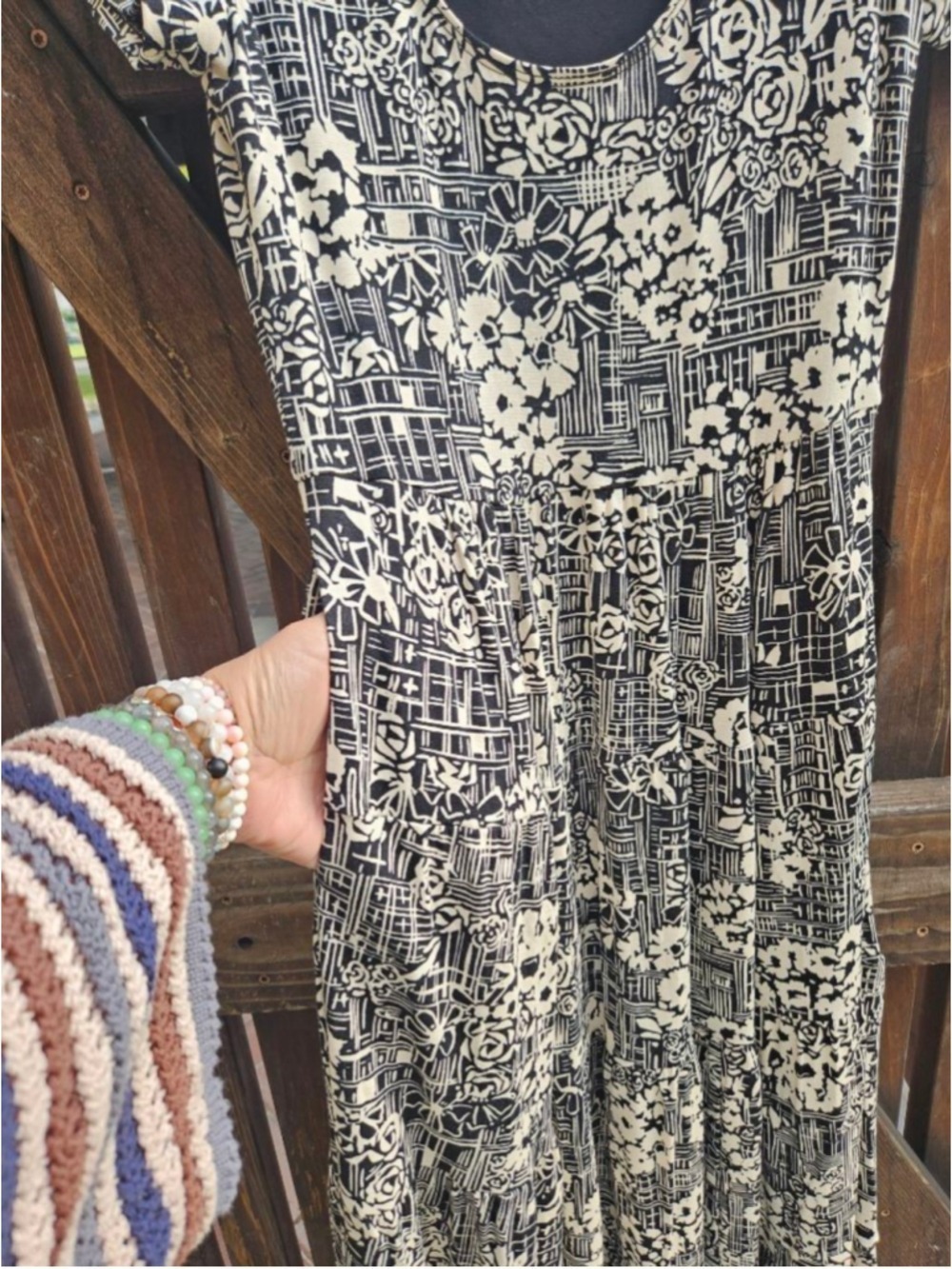 Maeve Anthropologie Catalina Black Floral Boho Tiered Flowy Maxi Dress Small - Picture 4 of 6